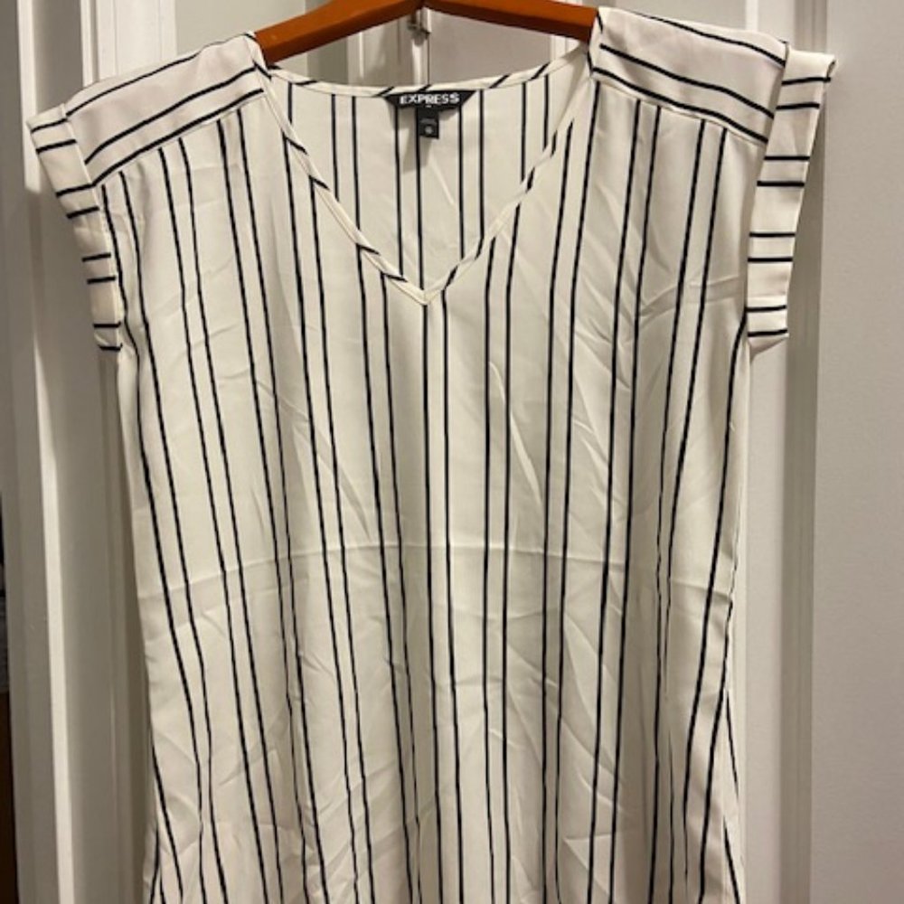 Express white and black striped blouse